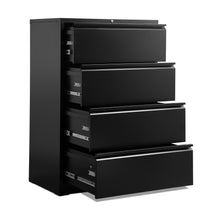 Load image into Gallery viewer, SUXXAN Black 4 Drawer Metal Lateral File Cabinet, Locking Wide File Cabinet with Drawers for Office Home, Assembly Required

